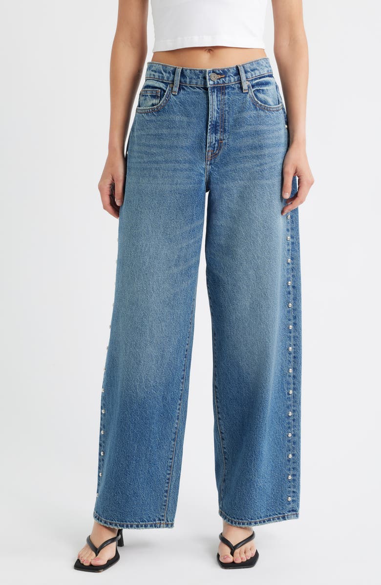HIDDEN JEANS Side Stud Baggy Jeans, Main, color, Dk.wash