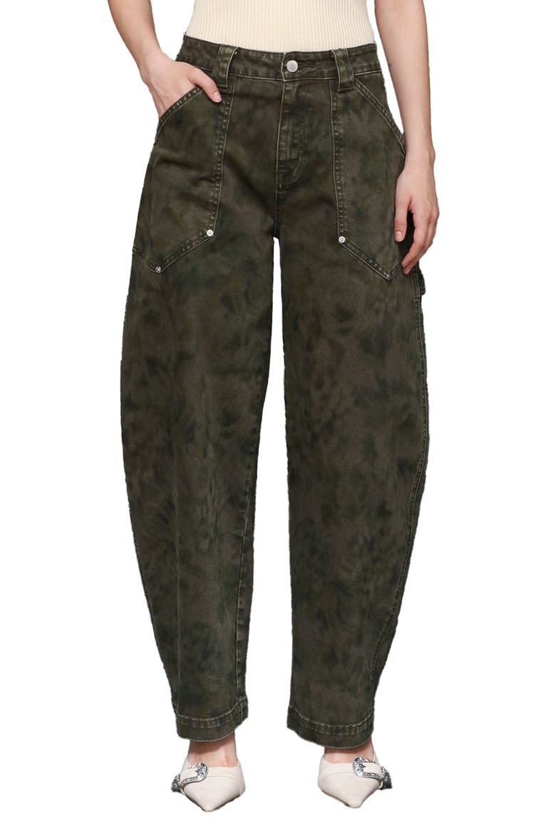 High Waist Barrel Jeans, Alternate, color, FLOWER CAMO