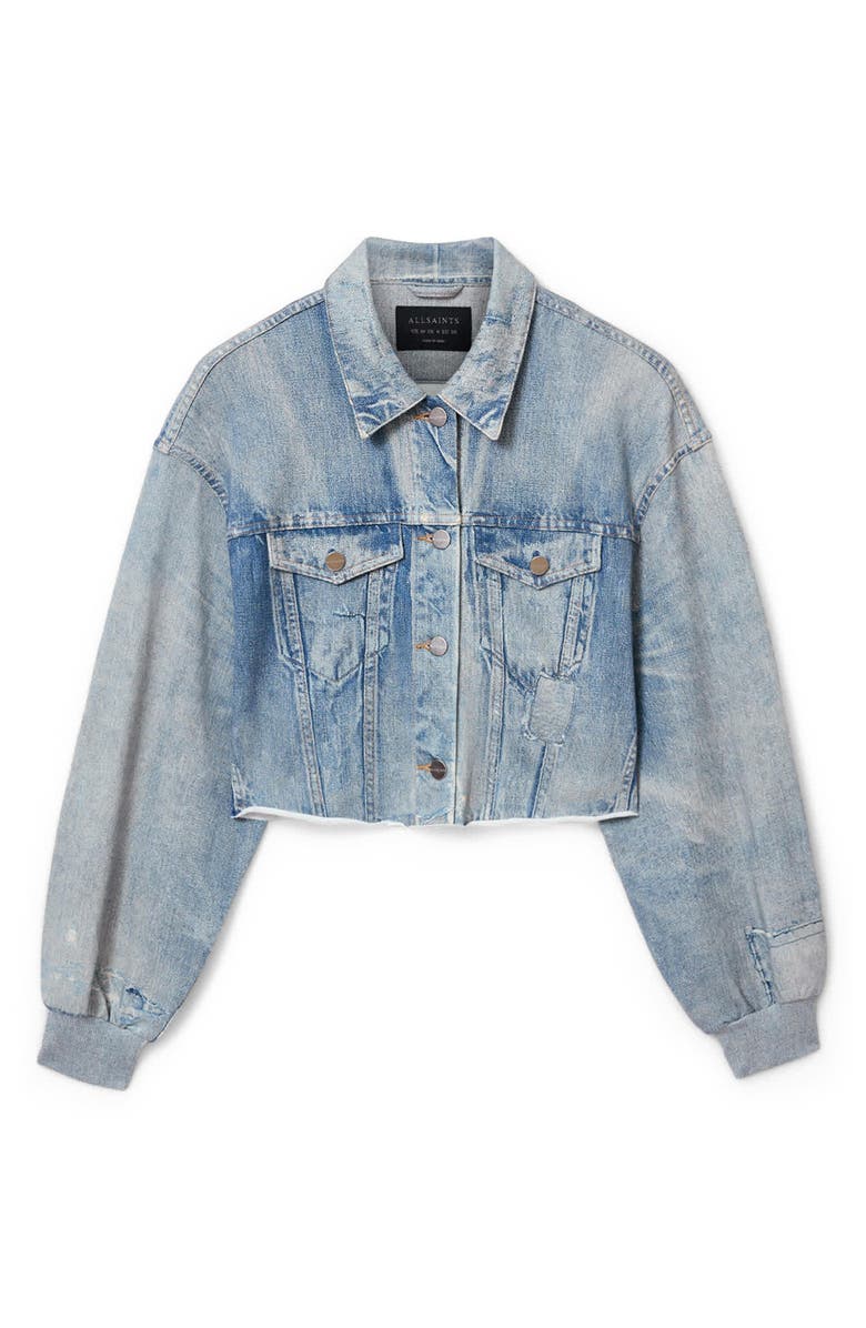 AllSaints Anders Crop French Terry Illusion Shacket, Alternate, color, Illusion Indigo