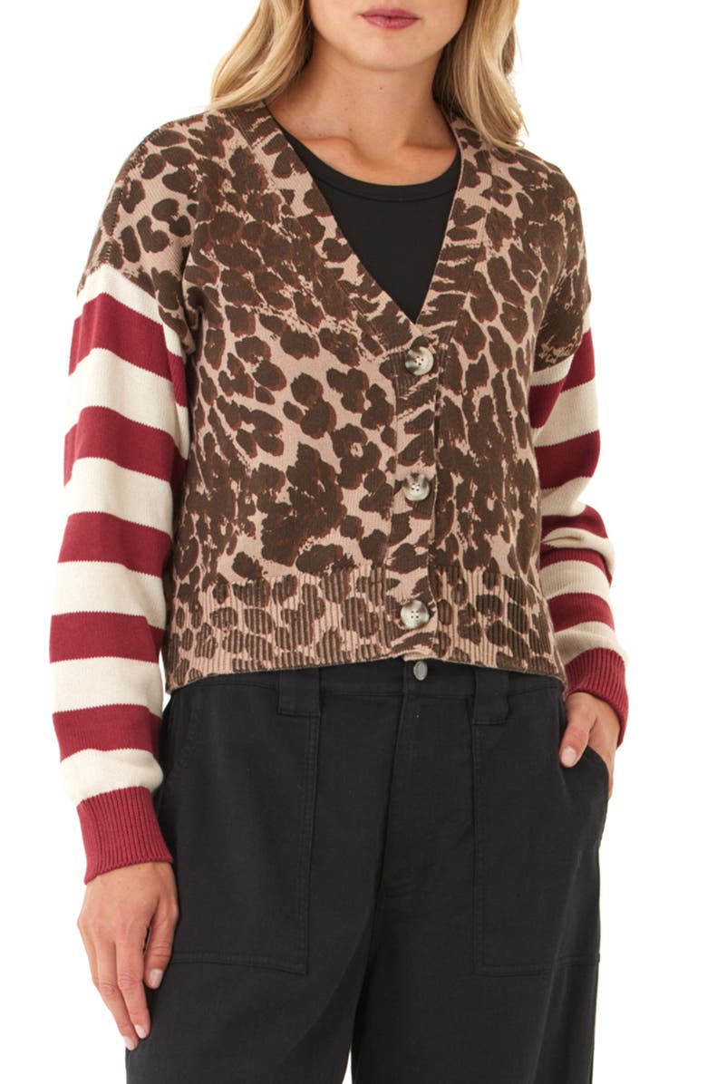 Threads 4 Thought Cicely Colorblock Cardigan, Main, color, Balsa/ Cranberry/ Tapioca