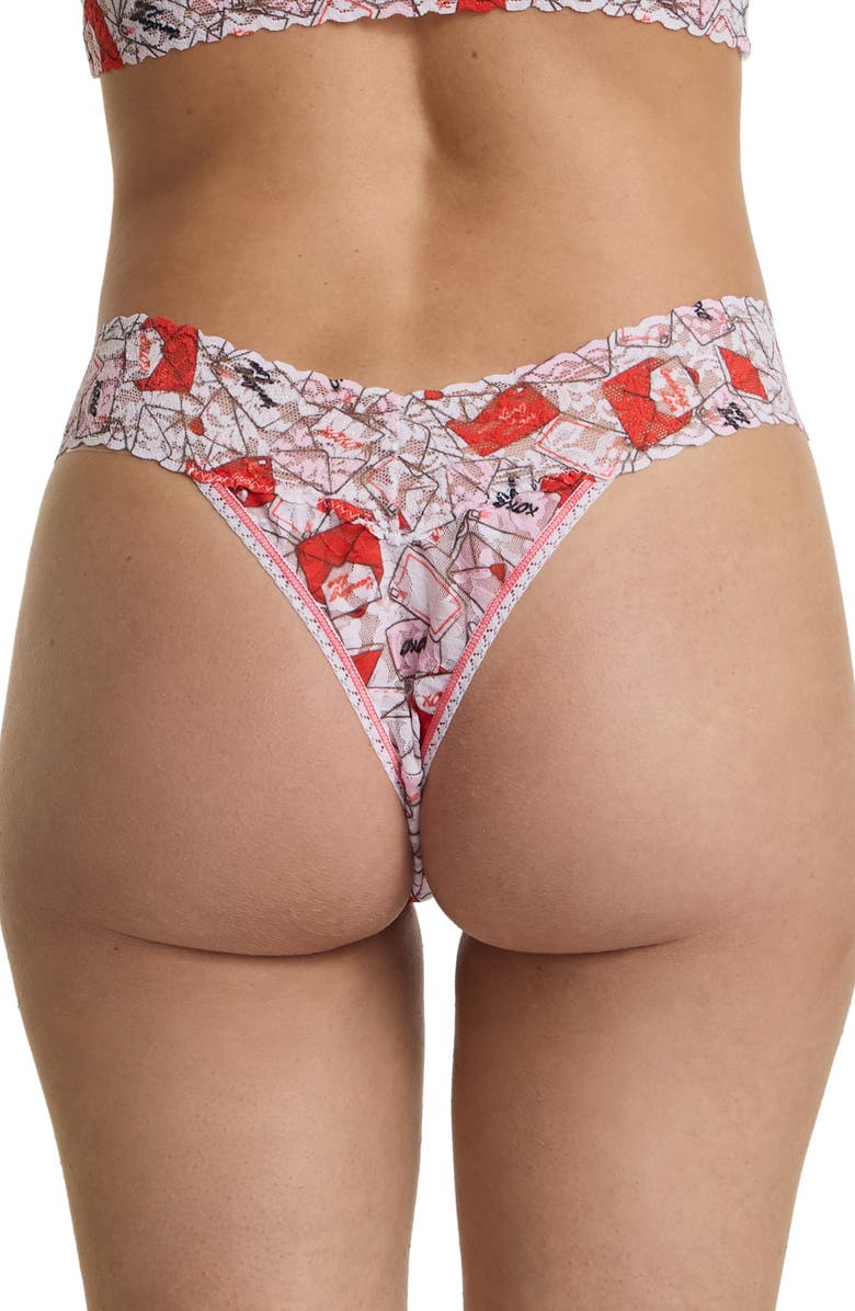 Hanky Panky Print Original Rise Thong, Alternate, color, With Love White