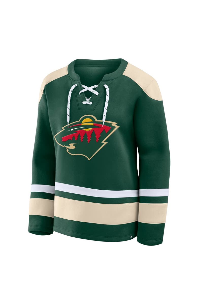 FANATICS Women's Fanatics  Green Minnesota Wild Icing Long Sleeve Lace Up Sweatshirt, Alternate, color, 