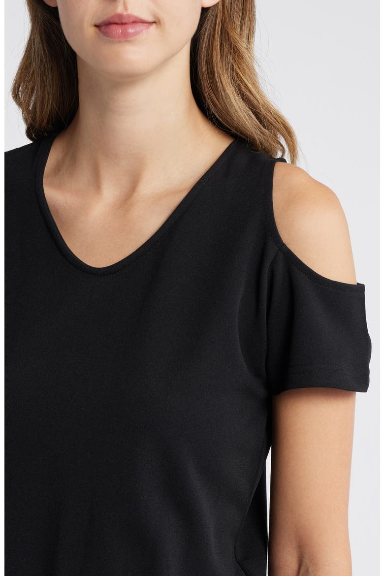 Gianna Belted Cold Shoulder Jumpsuit, Alternate, color, BLACK