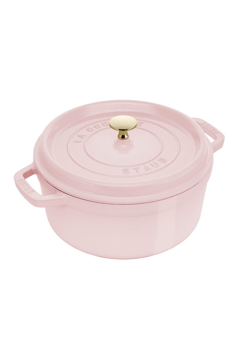 4-Quart Enameled Cast Iron Dutch Oven, Main, color, PEONY PINK