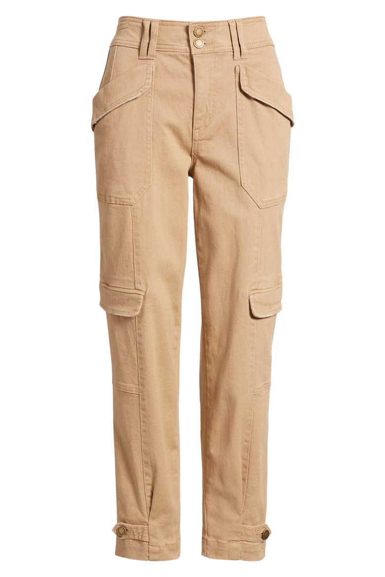 'Ab'Solution High Waist Ankle Tapered Twill Cargo Pants, Alternate, color, WARM SAND