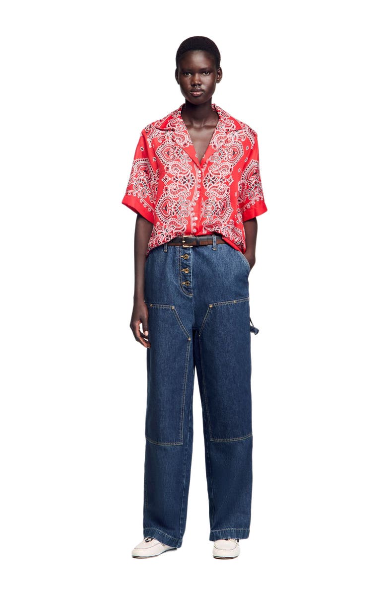 SANDRO Bandana print silk shirt, Alternate, color, 