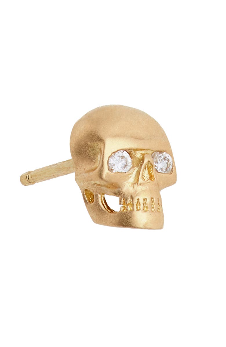 MARIA TASH Matte Skull Stud Earring with White Diamonds, Alternate, color, 