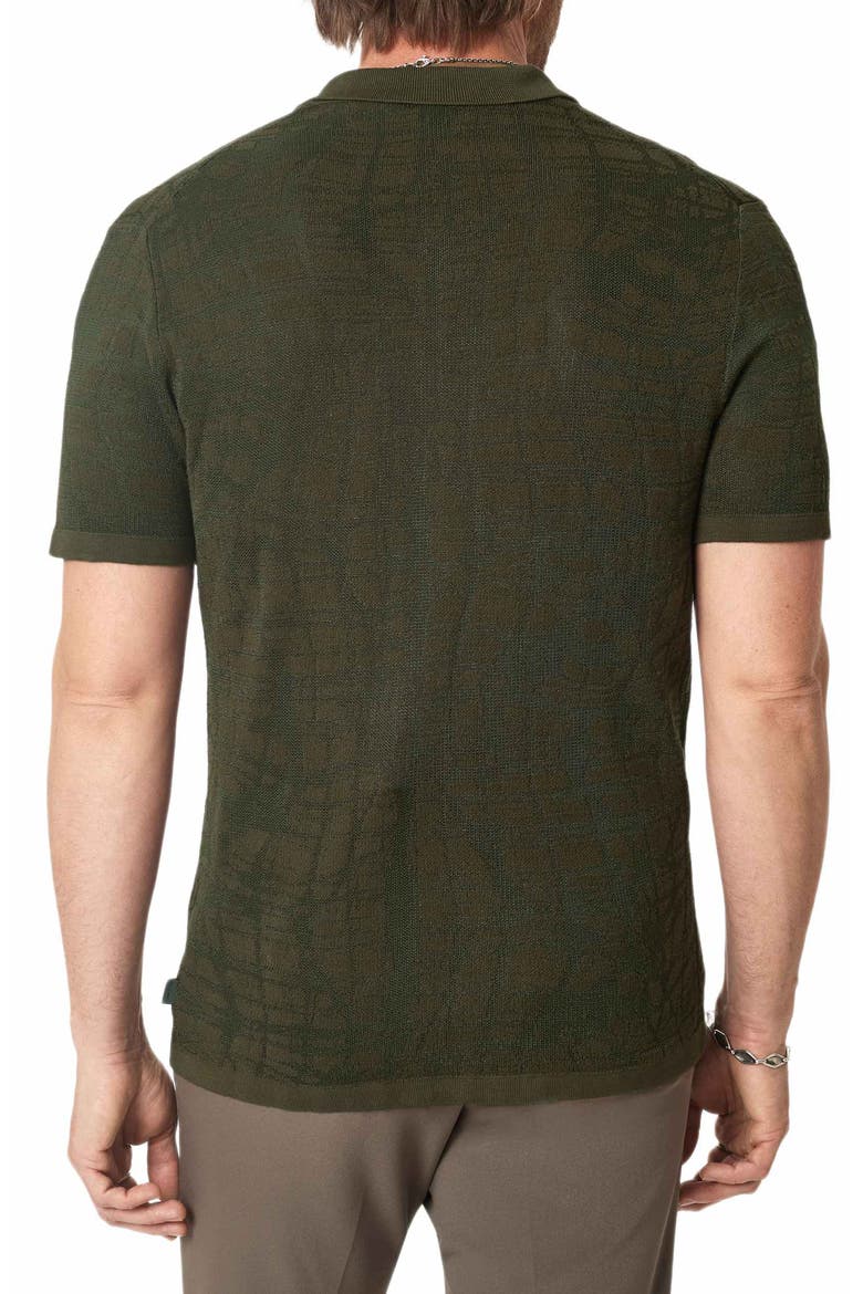 Cayden Jacquard Short Sleeve Full Button Cardigan, Alternate, color, TEAKWOOD