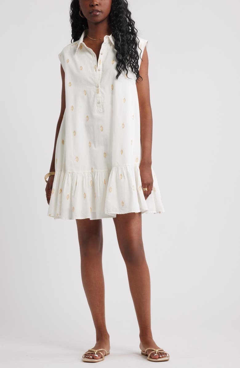 Treasure & Bond Ruffle Hem Minidress, Alternate, color, Ivory Egret