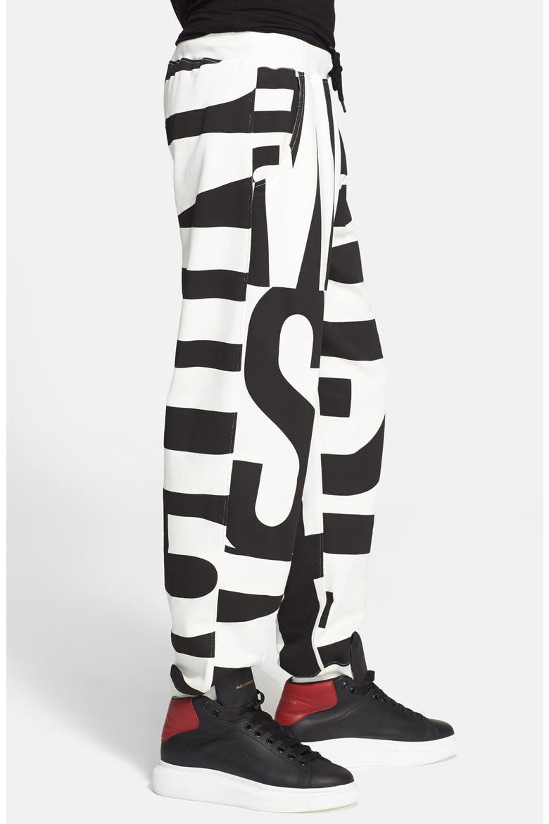 Allover Print Sweatpants, Alternate, color, WHITE/ BLACK