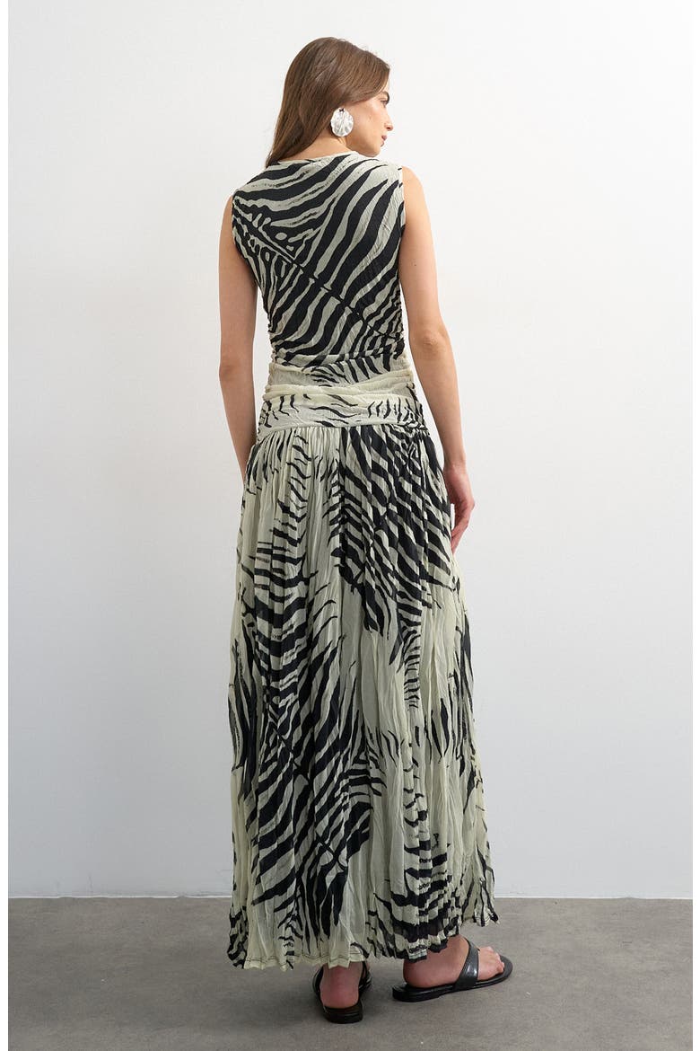 Zebra Print Drop Waist Maxi Dress, Alternate, color, WHITE