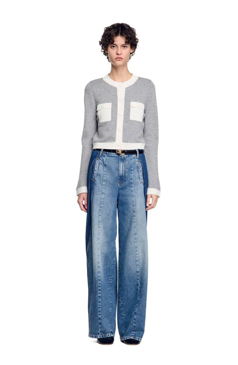 SANDRO Two-tone cardigan, Main, color, 