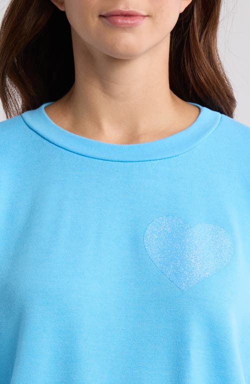 Aviator Nation Glitter Heart Crewneck Sweatshirt In Blue