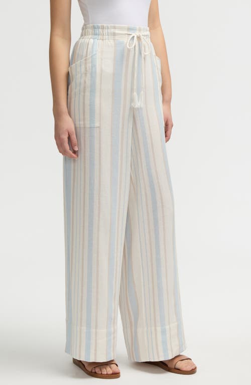 Nvlt Wide Leg Pants In Blue Natural Stripe