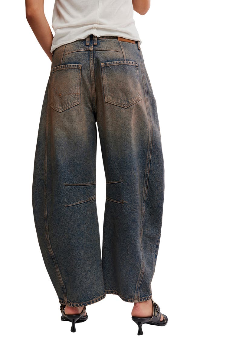 We the Free Good Luck Mid Rise Barrel Leg Jeans, Alternate, color, DESERT