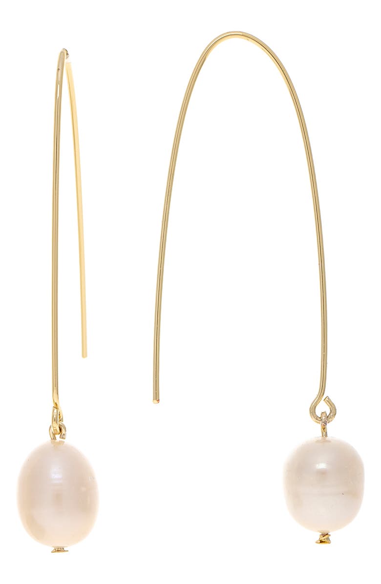 RIVKA FRIEDMAN 18K Gold Plated Imitation Pearl Threader Earrings, Main, color,