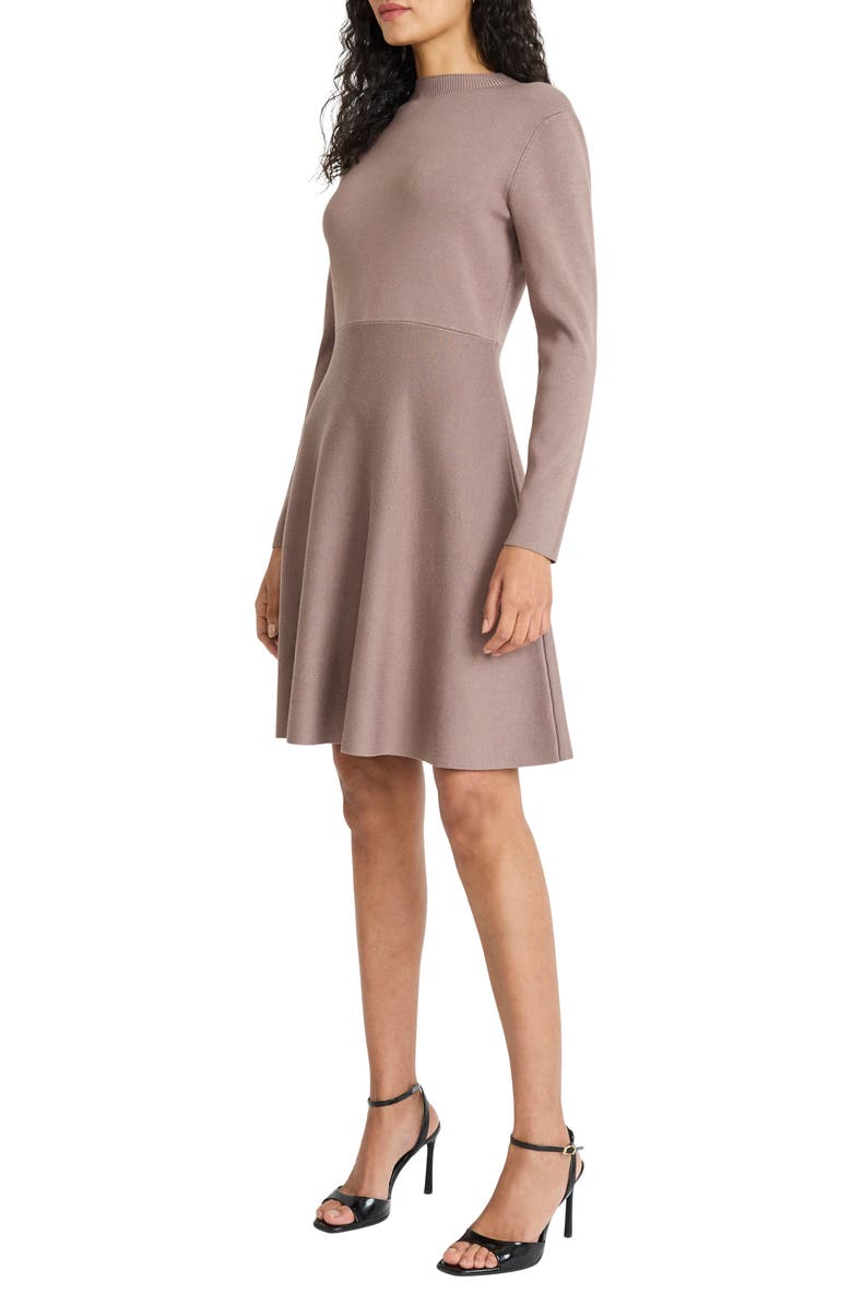 Maggy London Long Sleeve Fit & Flare Sweater Dress, Alternate, color, Taupe