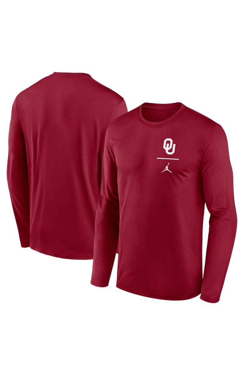 Jordan Brand Men's Jordan Brand Crimson Oklahoma Sooners Primary Stack Legend Long Sleeve T-Shirt, Main, color, Crimson