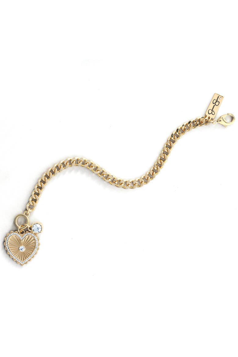 Heart Charm Bracelet, Alternate, color, Gold