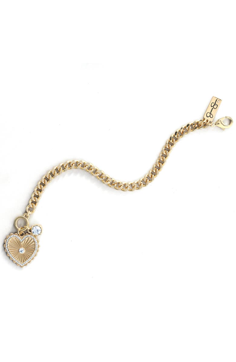 Jessica Simpson Heart Charm Bracelet, Alternate, color, Gold