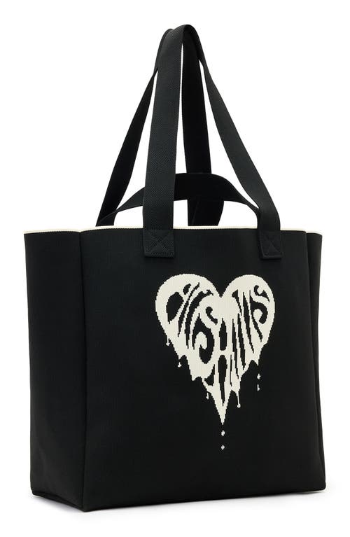 Allsaints Izzy Heart Large Knitted Tote Bag In Black