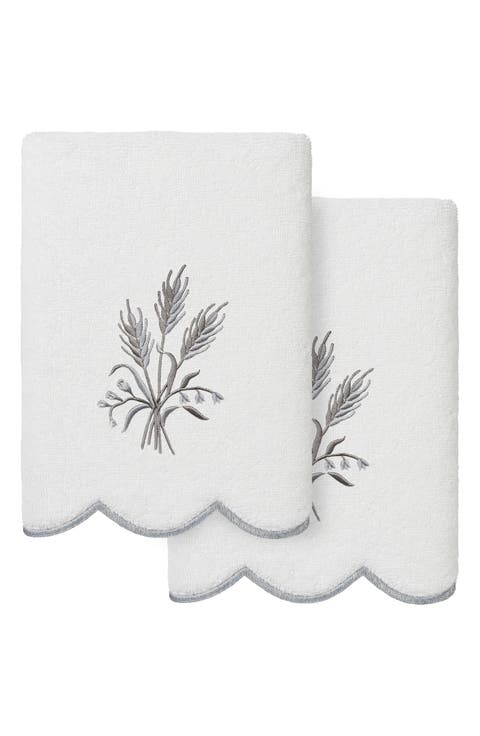 2-Piece Whitney Embroidered Turkish Cotton Hand Towel Set