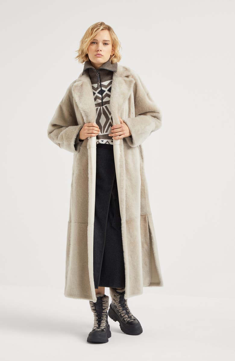 Brunello Cucinelli Virgin wool flannel midi wrap skirt, Alternate, color, 