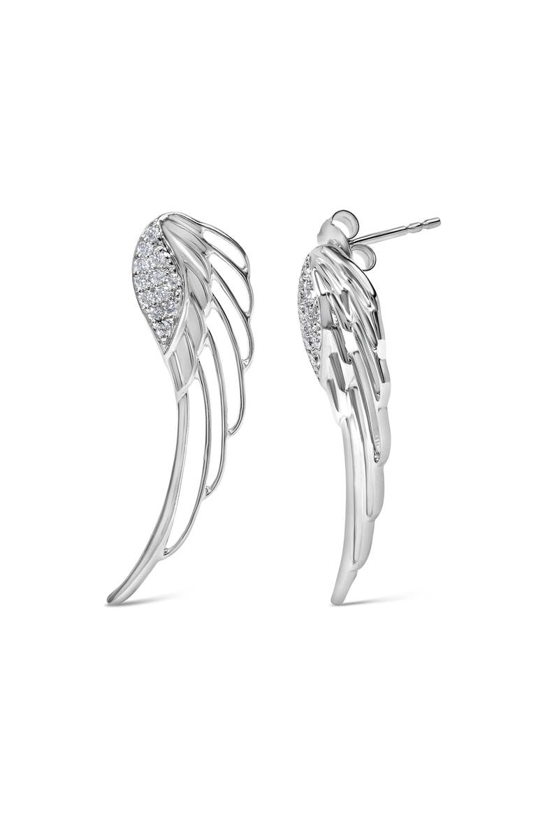 14K White Gold 1/4 Cttw Lab Grown Diamond Angel Wing Stud Earrings, Alternate, color, White