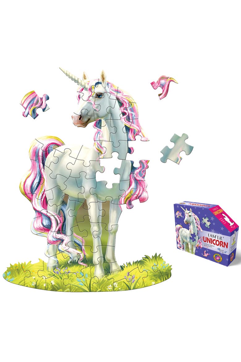 I Am Lil Unicorn 48 Piece Magical Creatureshaped Puzzle, 17X22 Inch, Main, color, Multicolored