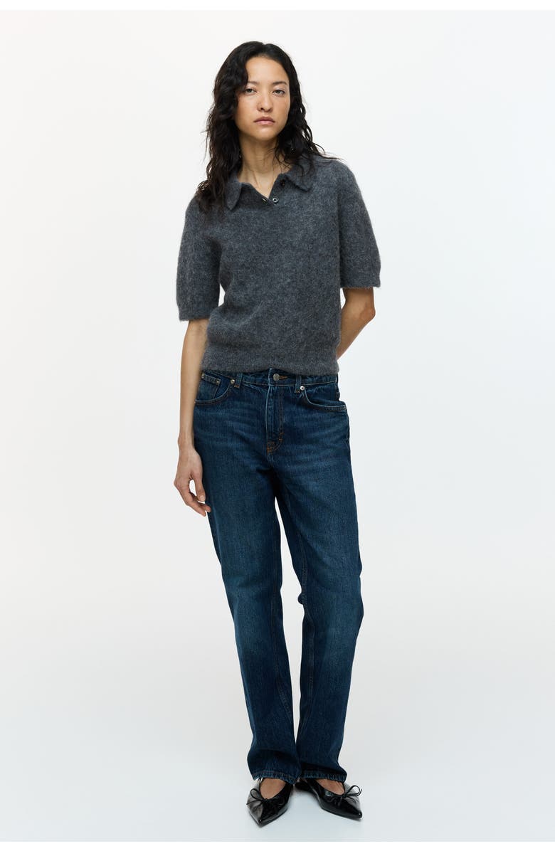 H&M Alpaca-blend Polo Shirt, Alternate, color, Dark Gray Melange