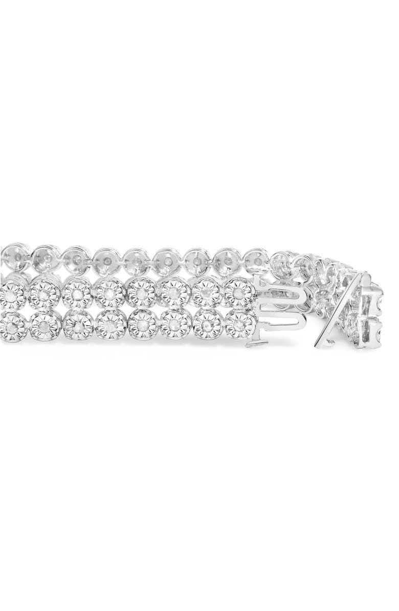 Haus of Brilliance Sterling Silver 2ct TDW Rose-Cut Diamond 2-Row Link Bracelet, Alternate, color, White