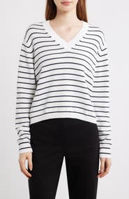 Theory Waverly Crop Stripe Sweater
