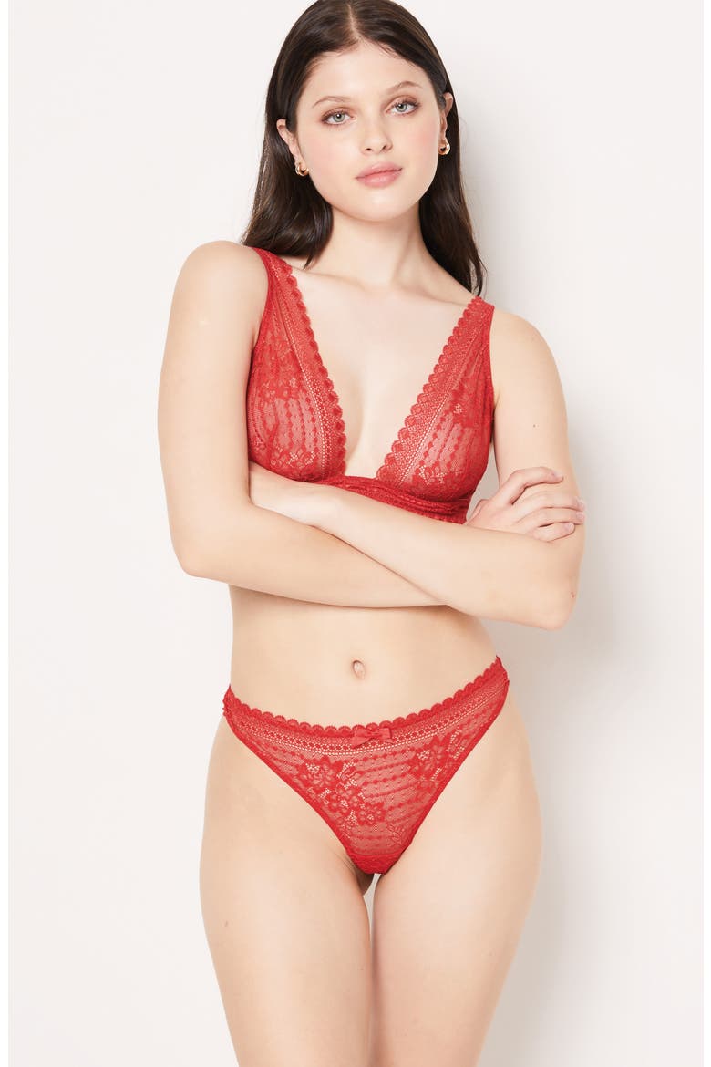 Panama Lace Thong, Alternate, color, RED