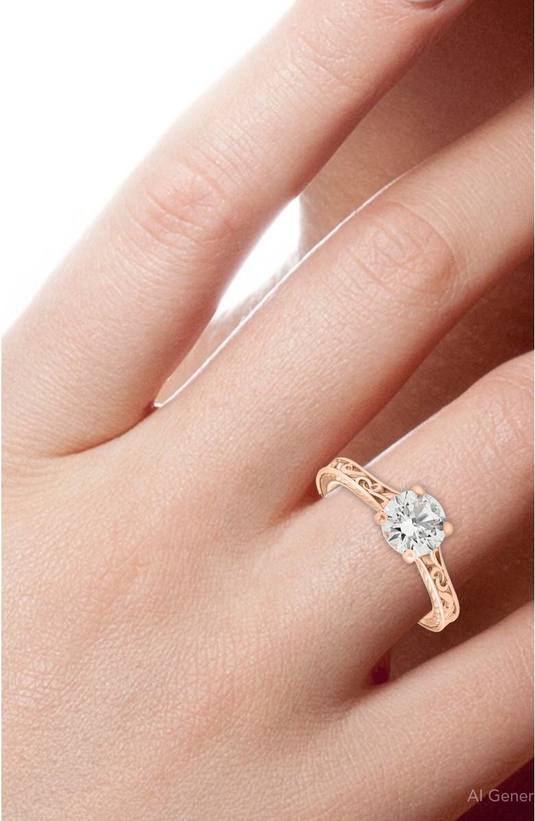 Bliss Diamond 1ct Diamond Solitaire 14k Gold   Engagement Ring Art Deco Lab Grown, Alternate, color, 