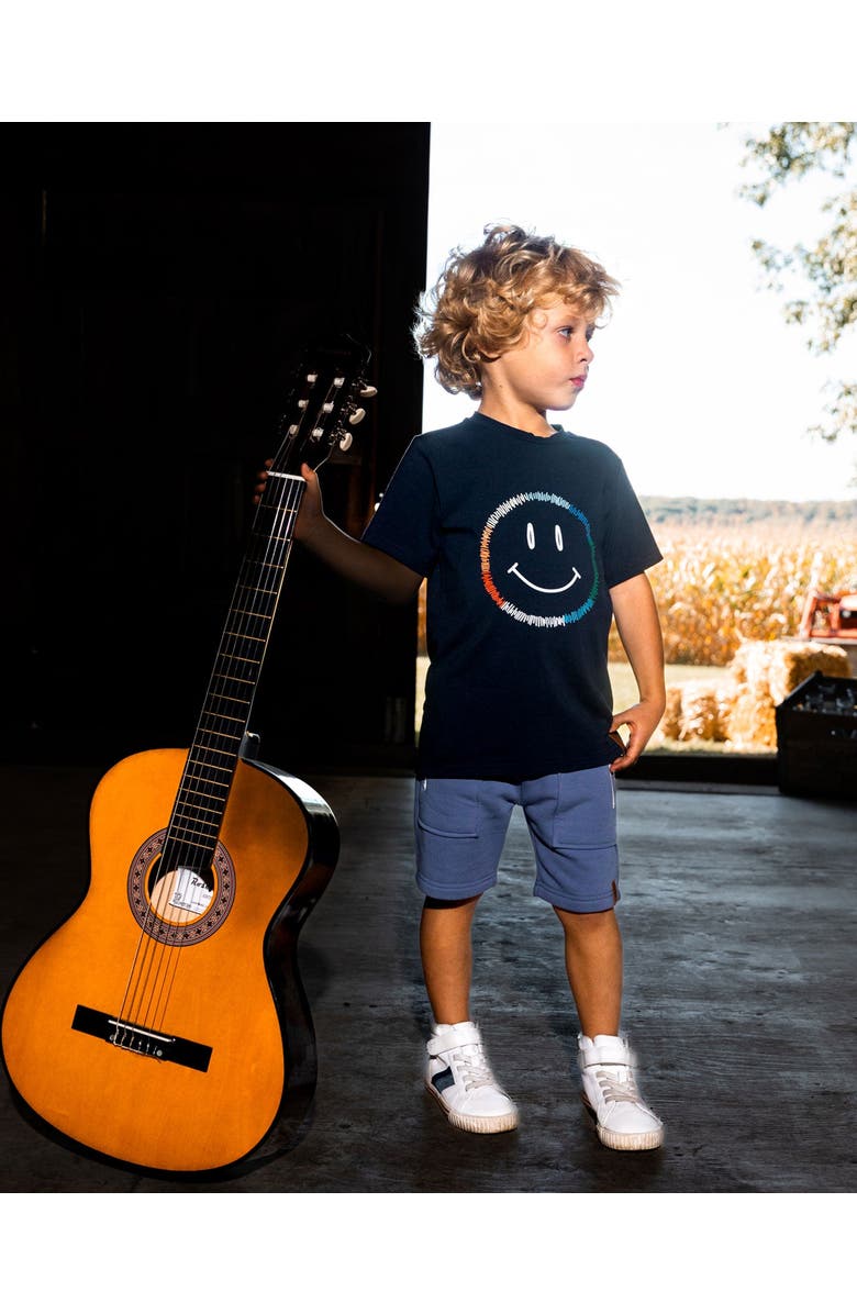 Deux par Deux Little Boy's Organic Cotton Graphic Tee Smiling Navy Blue, Alternate, color, Smiling Navy Blue