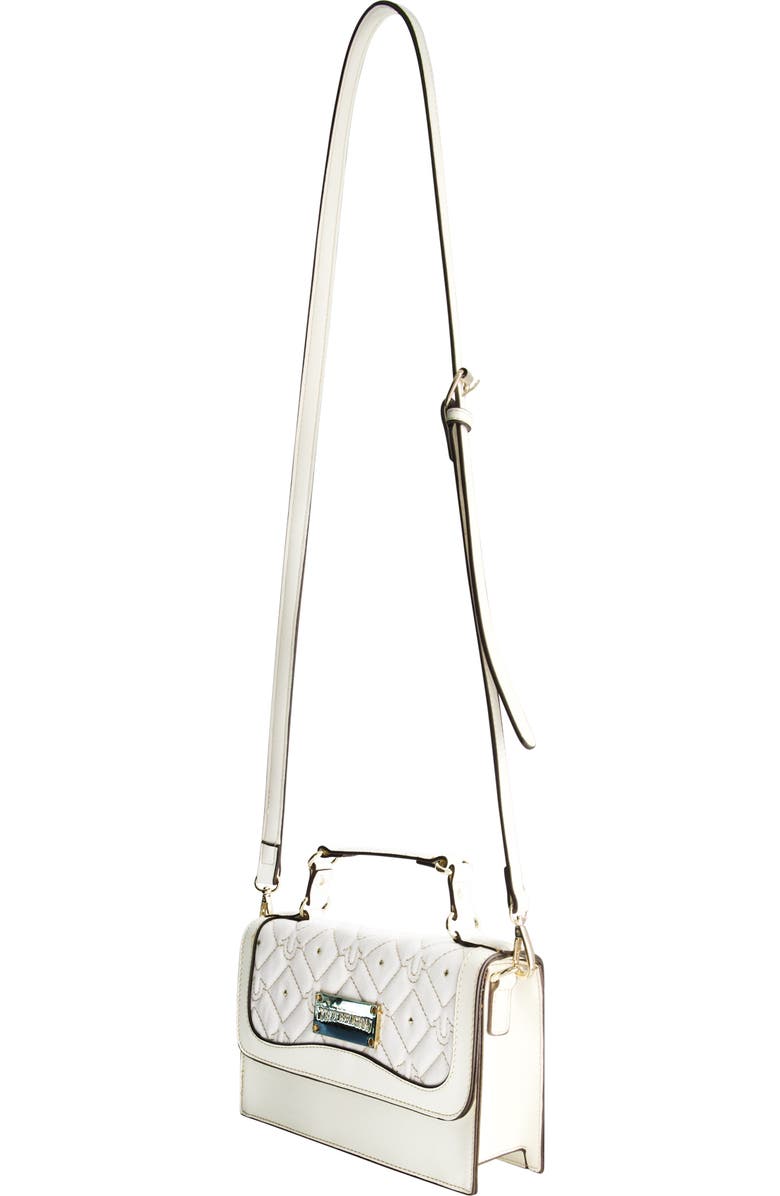 True Religion Studded Denim Flap Bag, Alternate, color, White