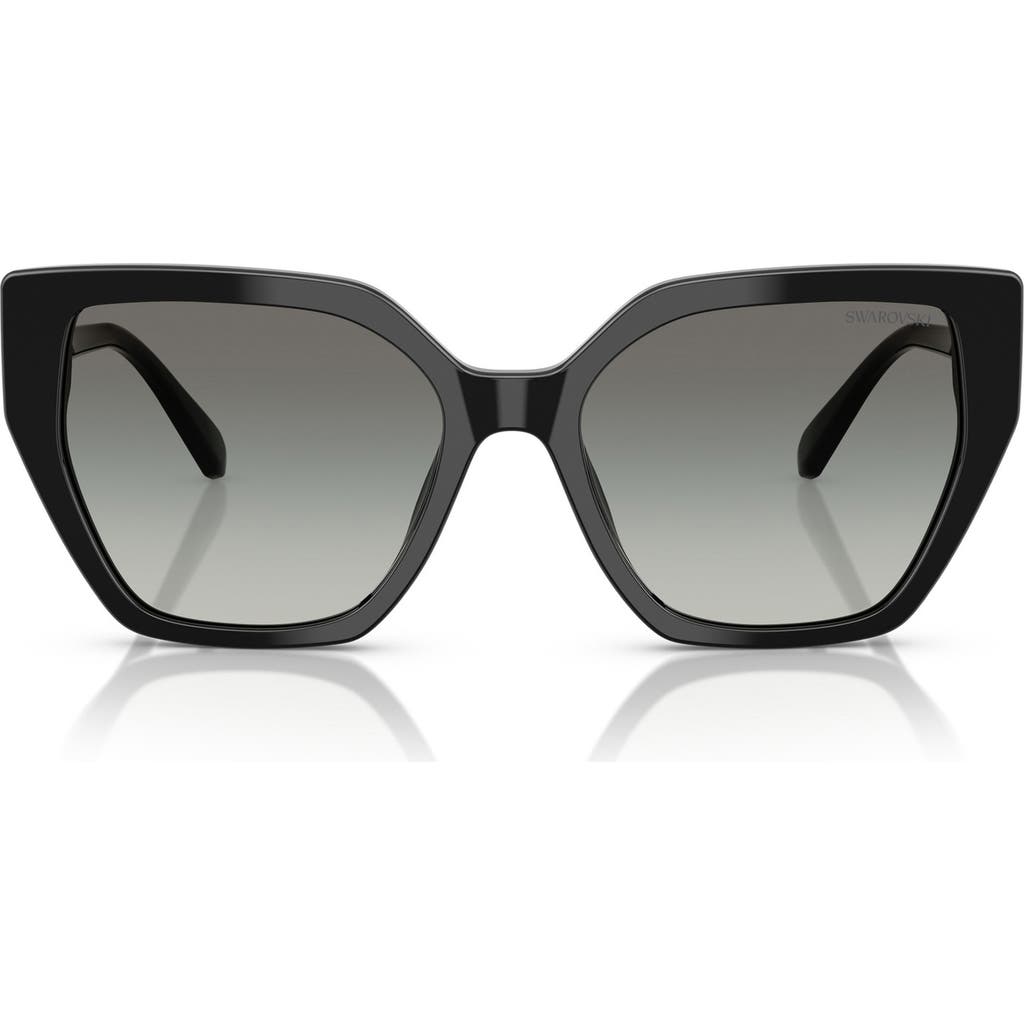 Swarovski 56mm Polarized Irregular Cat Eye Sunglasses In Black