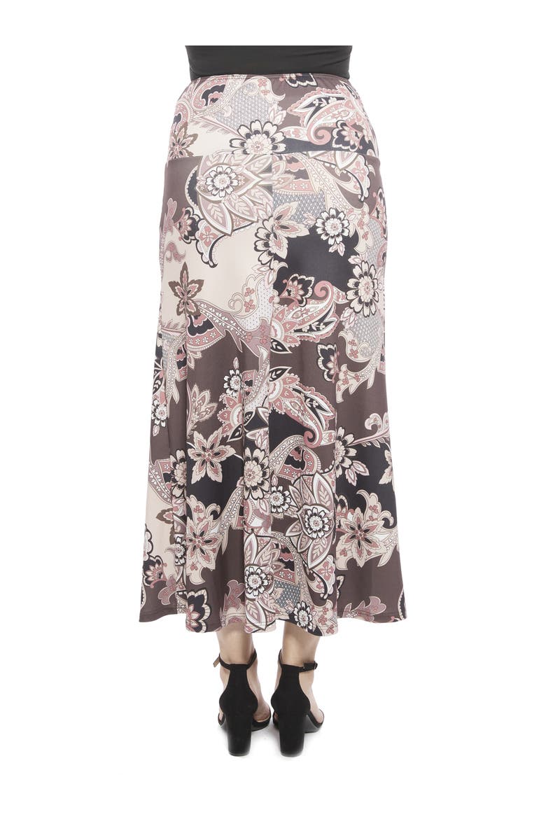 Womens Paisley Elastic Waist A-Line Maxi Skirt, Alternate, color, Brown Multi