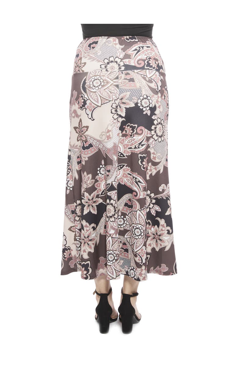 24seven Comfort Apparel Womens Paisley Elastic Waist A-Line Maxi Skirt, Alternate, color, Brown Multi