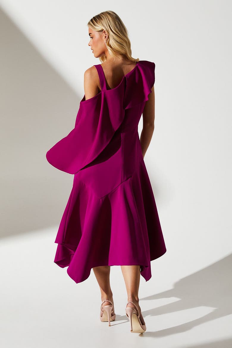 Petite Midi Wedding Guest Dress, Alternate, color, Berry