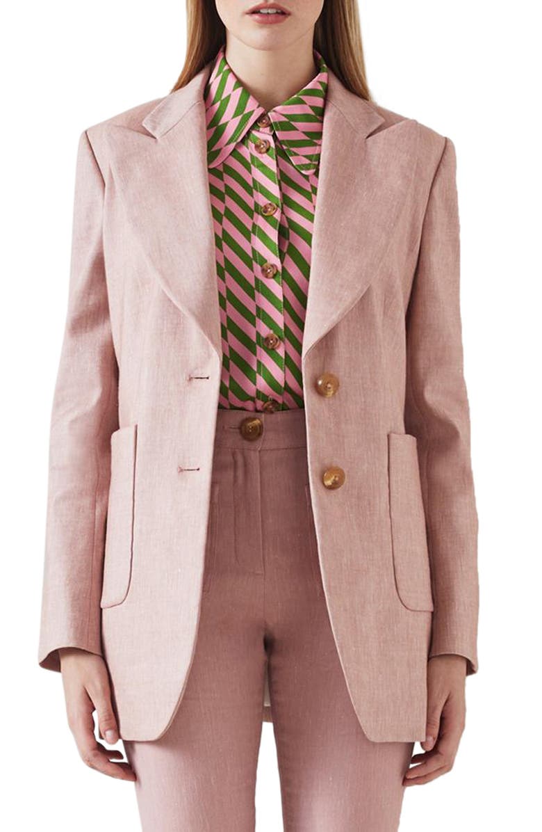 LK Bennett Avery Cotton & Linen Blazer, Main, color, 