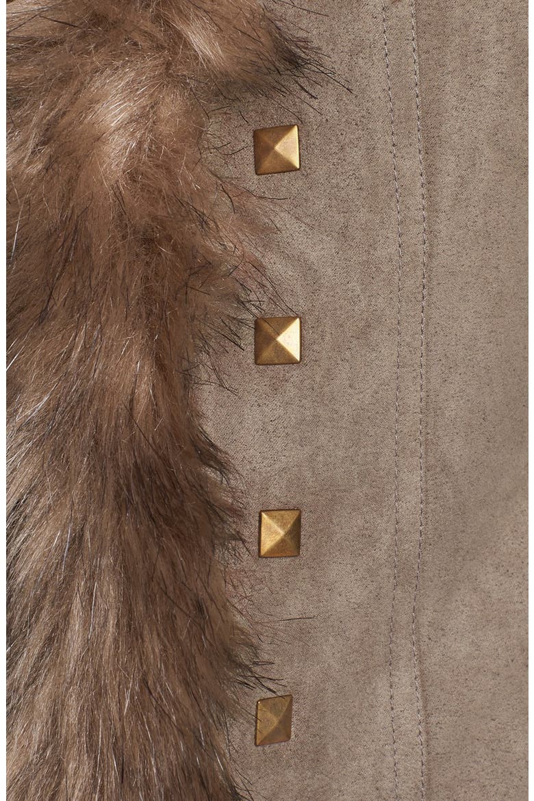 Faux Fur Trim Vest, Alternate, color, BEIGE
