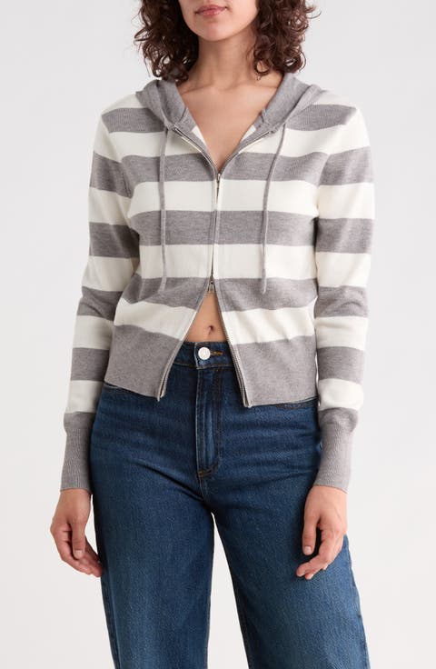 Rugby Stripe Zip-Up Hoodie