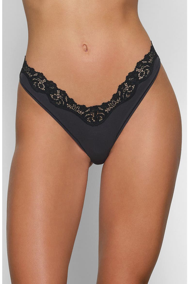 Fits Everybody Lace Dipped Thong, Main, color, ONYX