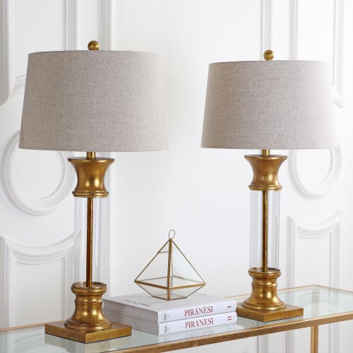 Jonathan Y Hunter 32" Metal/glass Led Table Lamp In Gold/clear
