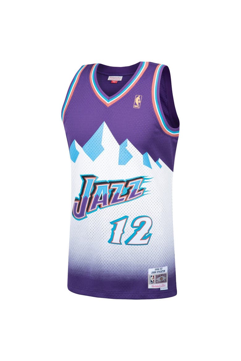 Men's Mitchell & Ness John Stockton Purple Utah Jazz Hardwood Classics Swingman Jersey, Alternate, color, Purple