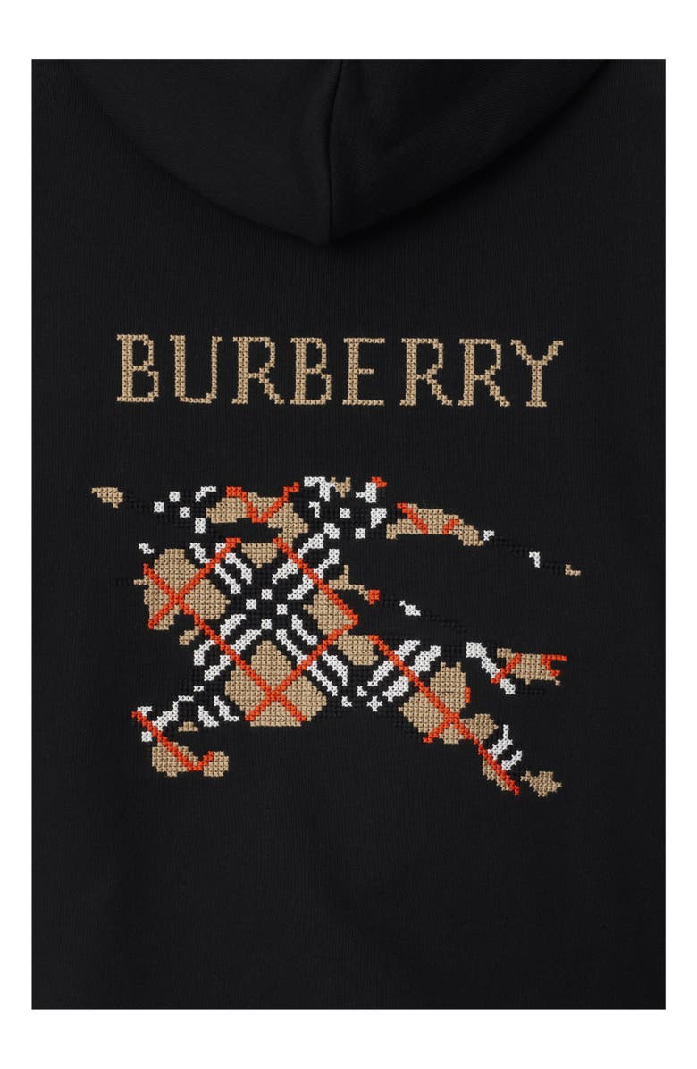 Burberry Cross Stitch EKD Cotton Hoodie, Alternate, color, Black