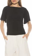 Alexia Admor Jan Boat Neck Short Sleeve Ruched Top