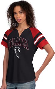 STARTER Women's Starter Black Atlanta Falcons Game On Notch Neck Raglan T-Shirt