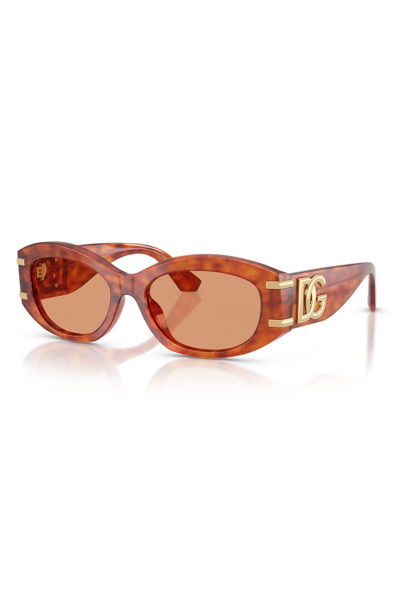 Dolce&Gabbana 55mm Oval Sunglasses, Alternate, color, Camel Havana / Orange